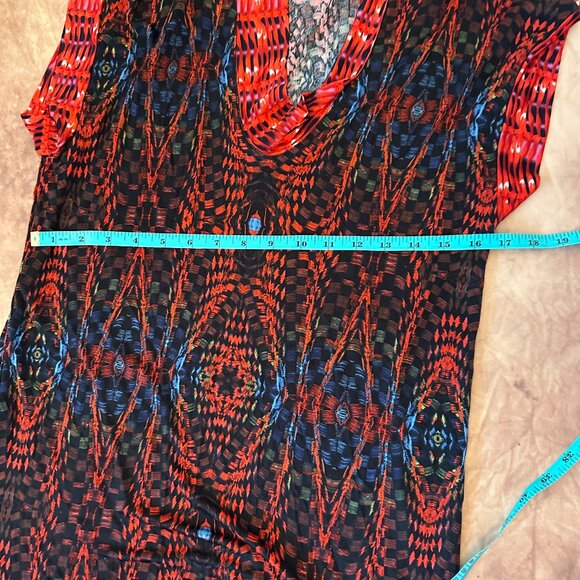 Custo Line Amazing Graphic Red Tunic Style Shirt with Short Sleeves 100% Viscose - Picture 7 of 7